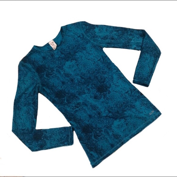 Champion Duo Dry Blue Splatter Long Sleeve Compression Top Size XS - Picture 1 of 6